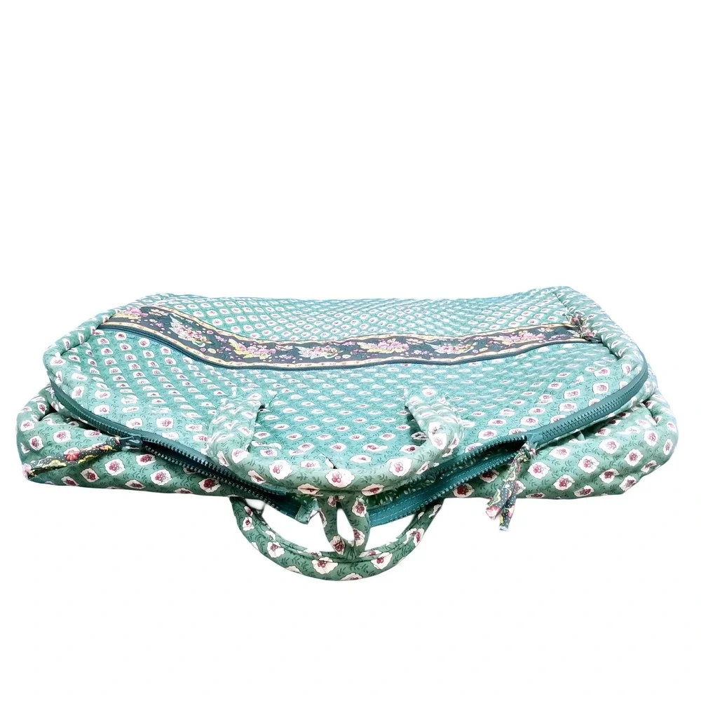 Vera Bradley Vtg Quilted‎ Garment Bag Green Floral Diamond Travel Luggage Vacay